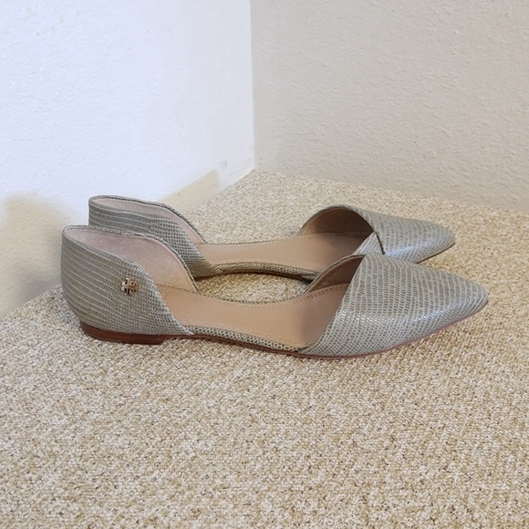 Tory Burch Beige lizard Embossed Viv D’orsay Leather Flats - Picture 4 of 4